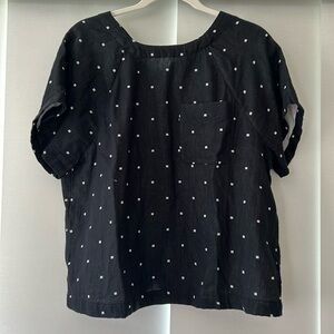 NWT. Madewell top.  Black with cream square dots.  Size Large.  100% cotton.